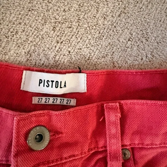 Pistola Vibrant Red Frayed Jean Shorts - Picture 3 of 3